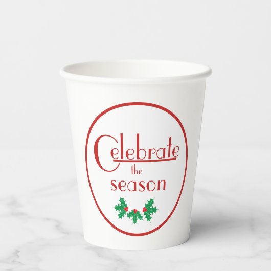 Feiern Sie die Jahreszeit| Rot und Weiß Pappbecher (Rückseite)