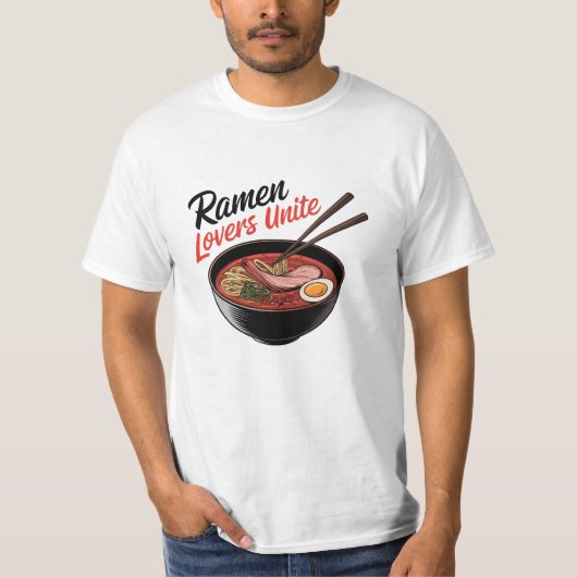 Feiern Sie die Noodle-Liebe mit Ramen Designs T-Shirt (Vorderseite)