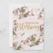 Feiern Sie die Segnungen - Rose Babyduschkarte Einladung (Rückseite)