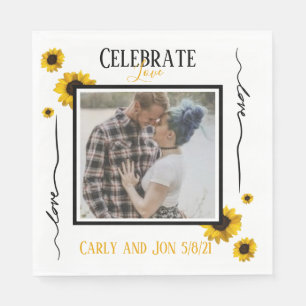 Feiern Sie die Sonnenblumen der Liebe und Ihr Foto Serviette