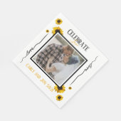 Feiern Sie die Sonnenblumen der Liebe und Ihr Foto Serviette (Ecke)