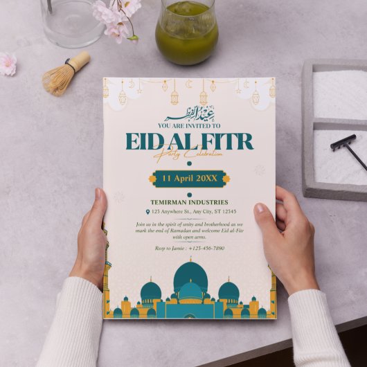 Feiern Sie Eid in Style! Modernes Illustrationswer Einladung