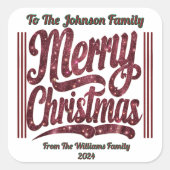 Feiern Sie ein glänzendes Weihnachten mit Freude Quadratischer Aufkleber (Vorderseite)