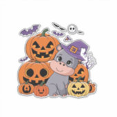 Feiern Sie ein Hippo Halloween mit Moo Deng! Long  Aufkleber (Vorderseite)