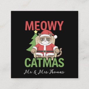 Feiern Sie ein "Meowy Catmas", das Weihnachtsziel Quadratische Visitenkarte
