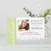 Feiern Sie! Einladung zum Geburtstag (Minze grün) (Stehend Vorderseite)