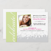 Feiern Sie! Einladung zum Geburtstag (Minze grün) (Vorne/Hinten)