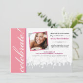 Feiern Sie! Einladung zur Geburtstagspartei (Rosa) (Stehend Vorderseite)