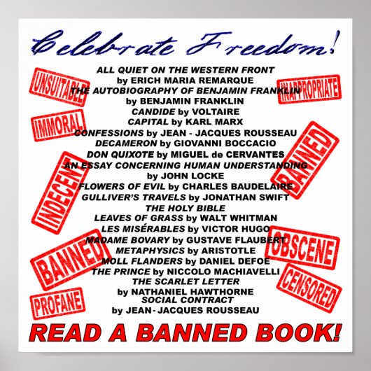 Feiern Sie Freiheit! Lies ein BANNED-Buch! (Selbst Poster (Vorne)