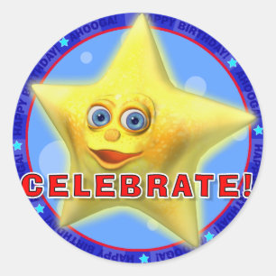 FEIERN Sie! Geburtstags-Aufkleber mit Funkeln Runder Aufkleber
