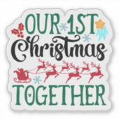 Feiern Sie gemeinsam mit Freude unser erstes Weihn Aufkleber (Vorderseite)