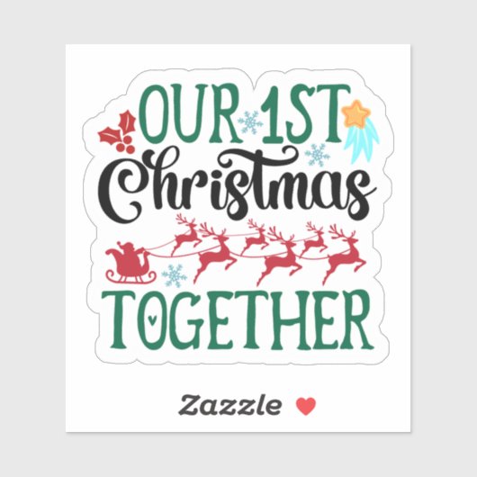 Feiern Sie gemeinsam mit Freude unser erstes Weihn Aufkleber (Blatt)