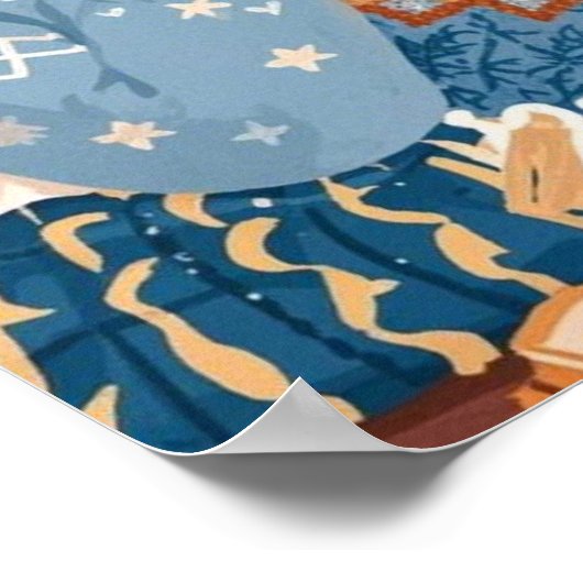 Feiern Sie gemütliche Nächte aus Strickdecke Poster (Ecke)