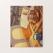 Feiern Sie gemütliche Nächte aus Strickdecke und w Puzzle (Vertikal)