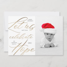 Feiern Sie Hoffnung Gold-Script-Urlaubskarte