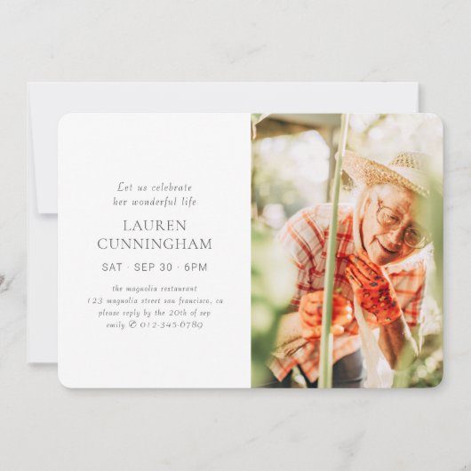 Feiern Sie Ihr Leben Modernes, einfaches Minimalis Einladung (Vorderseite)