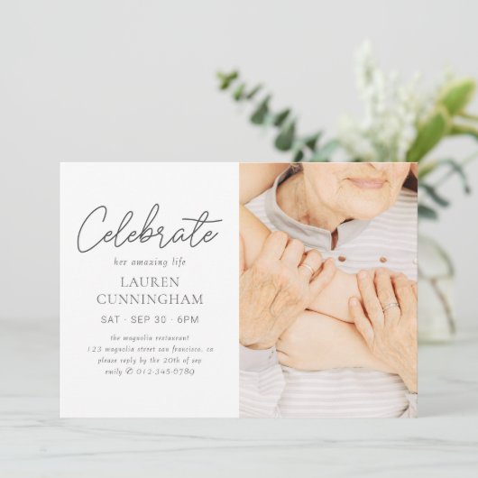 Feiern Sie ihr Phantastisches Leben Einfaches Mode Einladung (Stehend Vorderseite)