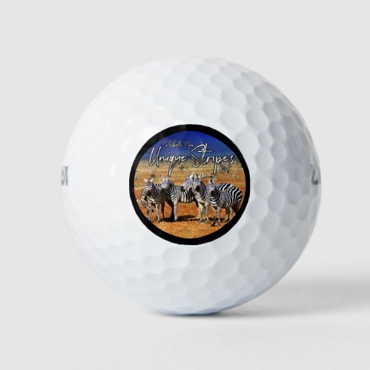 "Feiern Sie Ihre einzigartigen Streifen" Zebra Art Golfball (Vorderseite)