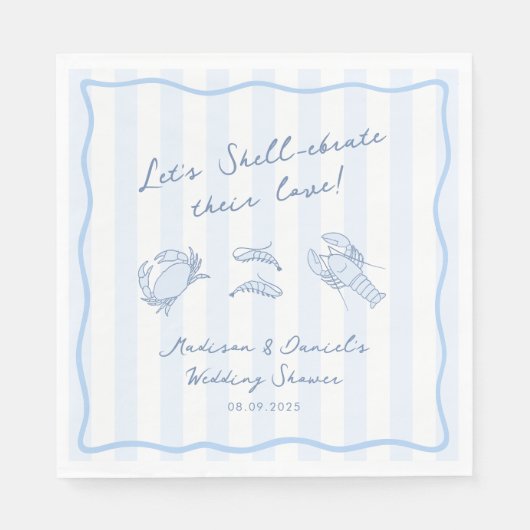 Feiern Sie ihre Liebe - Meeresfrüchte-Hochzeitsdus Serviette (Vorderseite)
