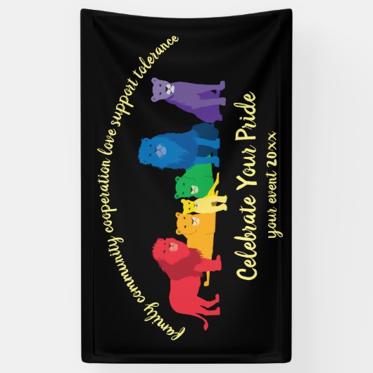 Feiern Sie Ihren Pride-Rainbow-Löwe Banner (Vertikal)