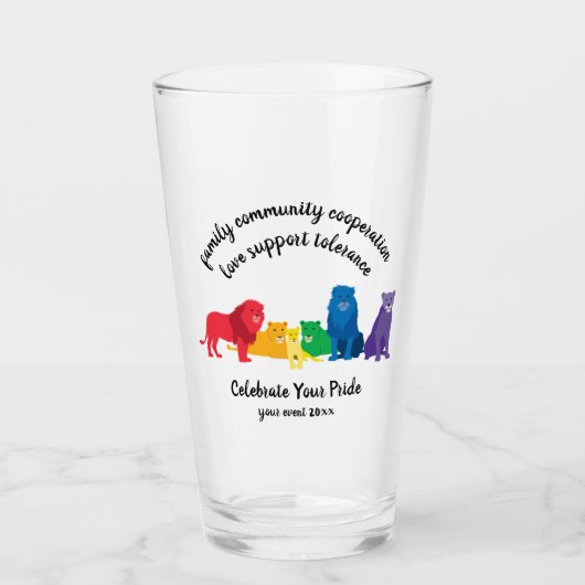 Feiern Sie Ihren Pride-Rainbow-Löwe Glas (Vorderseite)