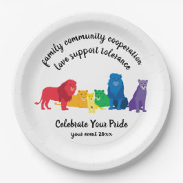 Feiern Sie Ihren Pride-Rainbow-Löwe Pappteller
