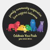 Feiern Sie Ihren Pride-Rainbow-Löwe Runder Aufkleber (Vorderseite)