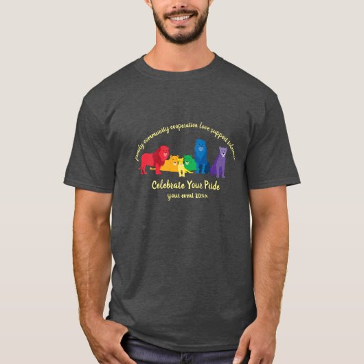 Feiern Sie Ihren Pride-Rainbow-Löwe T-Shirt (Vorderseite)