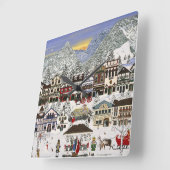 Feiern Sie Ihren Urlaub in Leavenworth Quadratische Wanduhr (Winkel)