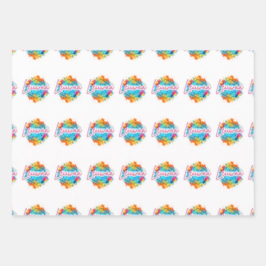 Feiern Sie im Stil mit Leiiwaa Vibes 🌺 Geschenkpapier Set (Vorderseite)