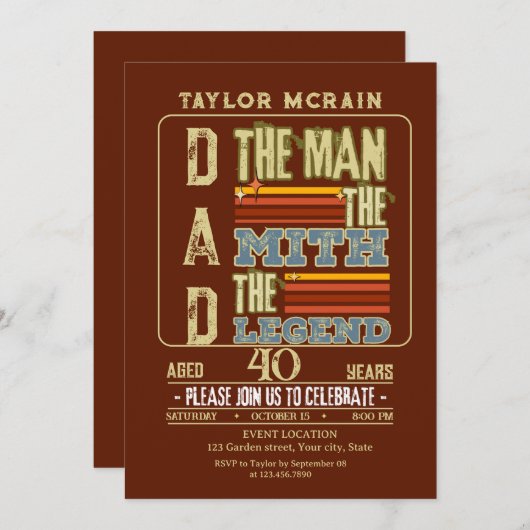 Feiern Sie jedes Alter: Der Mann, der Mythos, die Einladung (Vorne/Hinten)