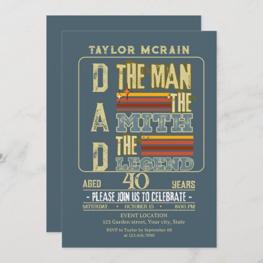 Feiern Sie jedes Alter: Der Mann, der Mythos, die  Einladung (Vorne/Hinten)