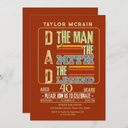 Feiern Sie jedes Alter: Der Mann, der Mythos, die Einladung (Vorne/Hinten)