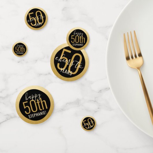 Feiern Sie jedes Jahr elegante Black Gold Geburtst Konfetti (Gruppe)