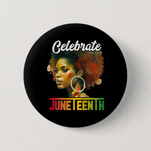 Feiern Sie Juneteenth-Shirt Frauen Afrikanisch Sch Button