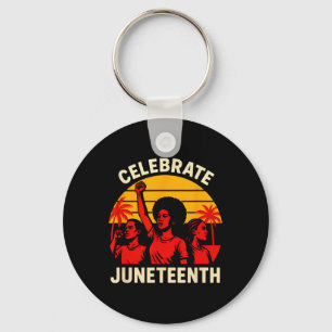 Feiern Sie Juneteenth Vintage Damen Schwarze Gesch Schlüsselanhänger
