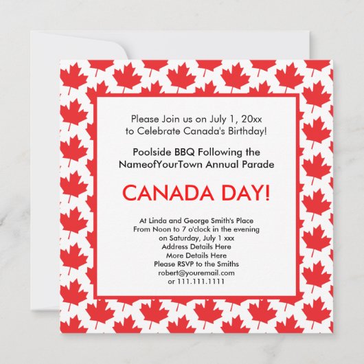Feiern Sie Kanada mit Picnic oder GRILLEN am Kanad Einladung (Rückseite)