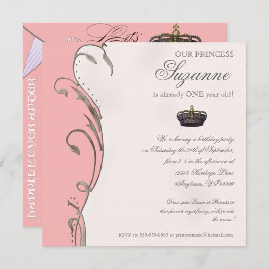 Feiern Sie königlich Prinzessin Birthday Party Einladung (Vorne/Hinten)