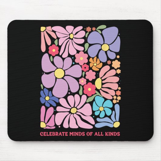 Feiern Sie Köpfe aller Art Blumen Neurodiversität Mousepad (Vorne)