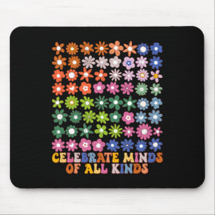 Feiern Sie Köpfe aller Art Groovy Flower Autismus  Mousepad