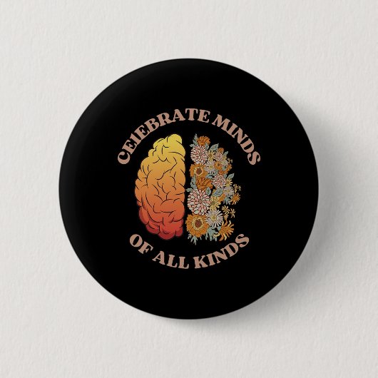 Feiern Sie Köpfe aller Art Neurodiversität Autismu Button (Vorderseite)