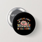 Feiern Sie Köpfe aller Art Neurodiversität Autismu Button (Vorne & Hinten)