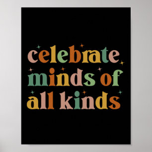 Feiern Sie Köpfe aller Art Neurodiversität Autismu Poster