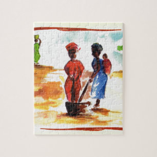 Feiern Sie Kwanzaa, Afrika-Dorfleben Puzzle