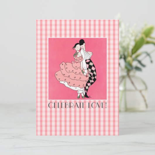 Feiern Sie Liebe! Art Deco Valentine's Day Party Einladung (Stehend Vorderseite)