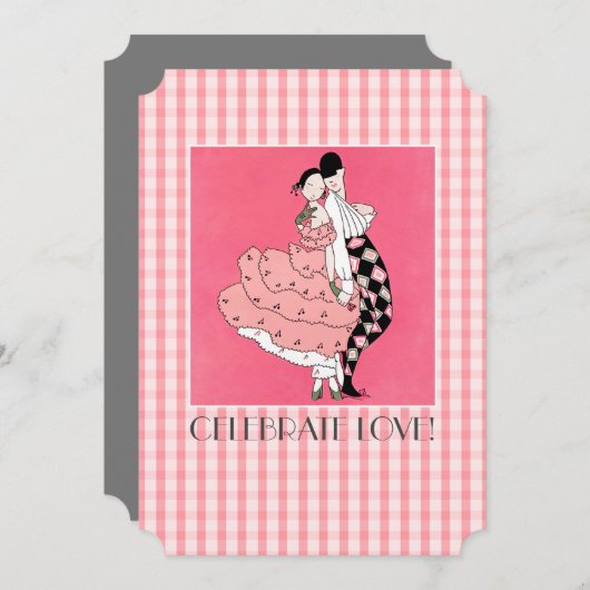 Feiern Sie Liebe! Art Deco Valentine's Day Party Einladung (Vorne/Hinten)