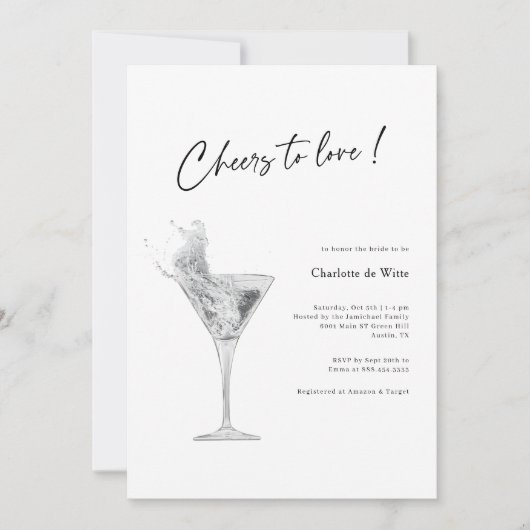 Feiern Sie Liebe! Elegantes Weißes Brautparty Einl Einladung (Vorderseite)