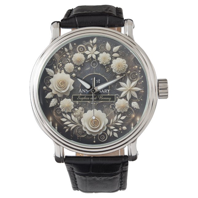 Feiern Sie Liebe mit Papiereleganz Armbanduhr (Vorderseite)