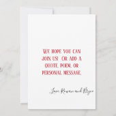 Feiern Sie Liebe roter Mohn mit Blätter Blumenbeet Einladung (Rückseite)