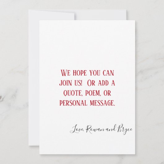 Feiern Sie Liebe roter Mohn mit Blätter Blumenbeet Einladung (Rückseite)